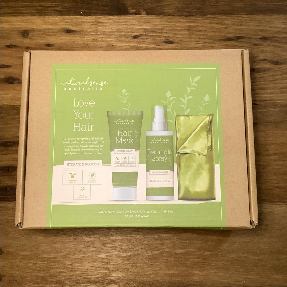 Natural Sense Australia (Hydrate & Nourish) Kit Hair mask, detangle, satin wrap